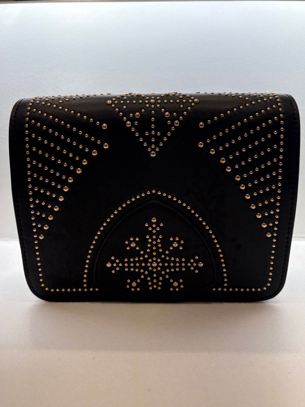 Sharif Black Crossbody Bag with Gold Stud Accents